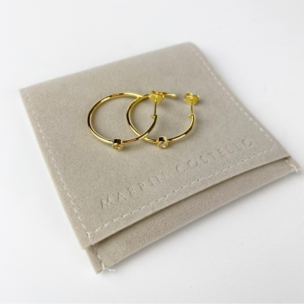 Marrin Costello Mystique Hoops Gold Topaz Earrings 14K Gold Plated Silver NWT